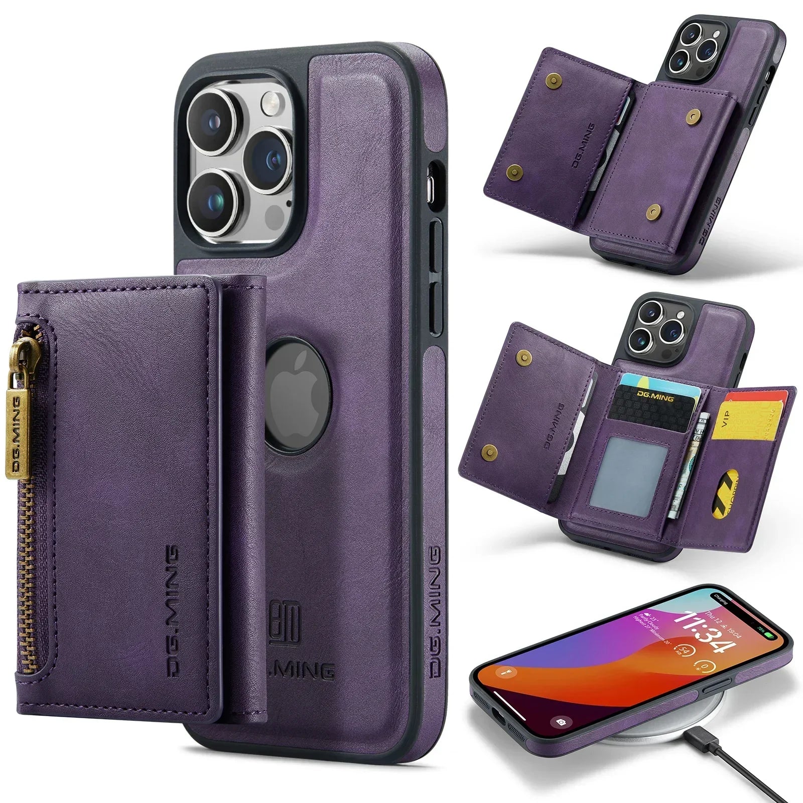 2 in 1 Magnetische Leder RFID Geldbörse Karten Handy Hülle für iPhone