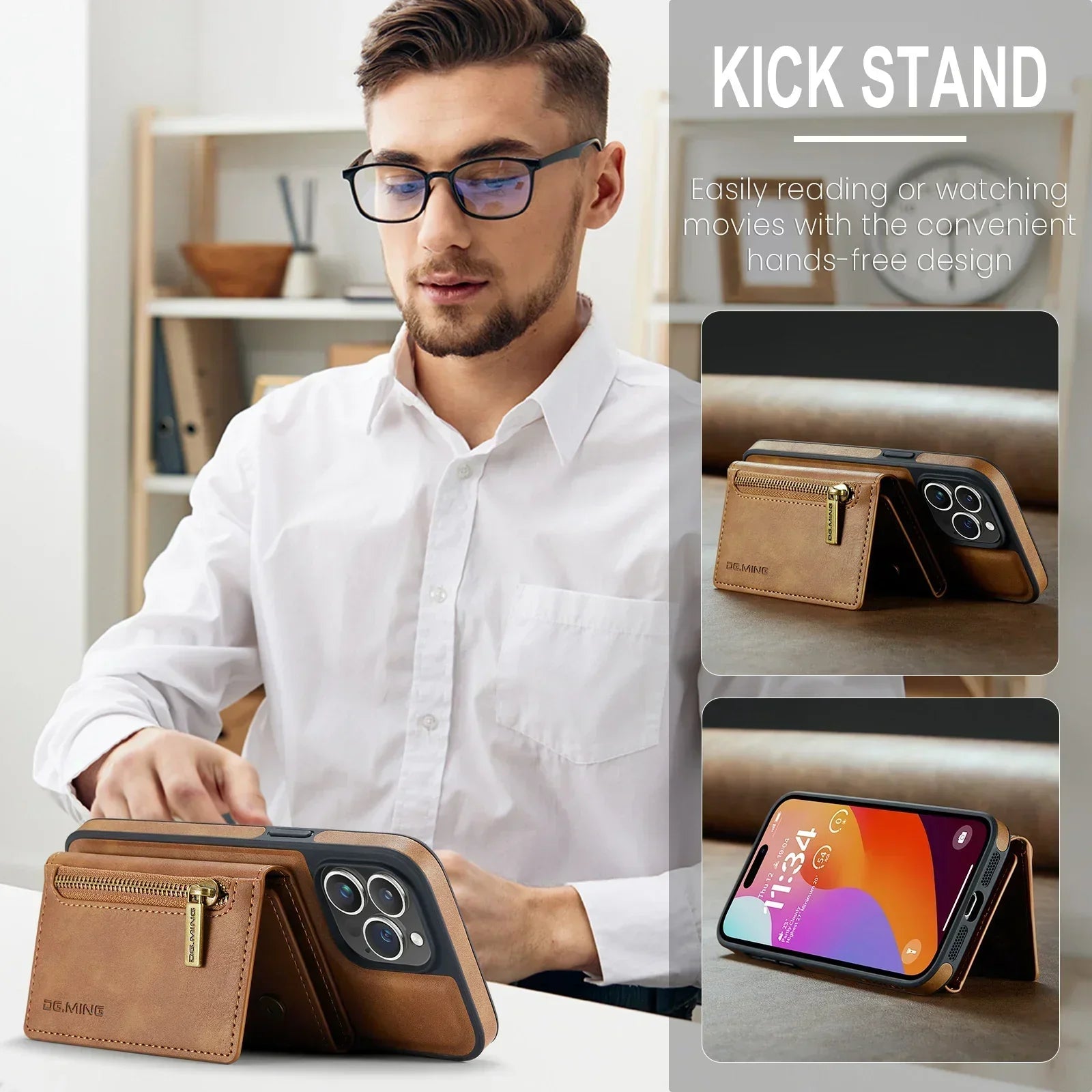 2 in 1 Magnetische Leder RFID Geldbörse Karten Handy Hülle für iPhone