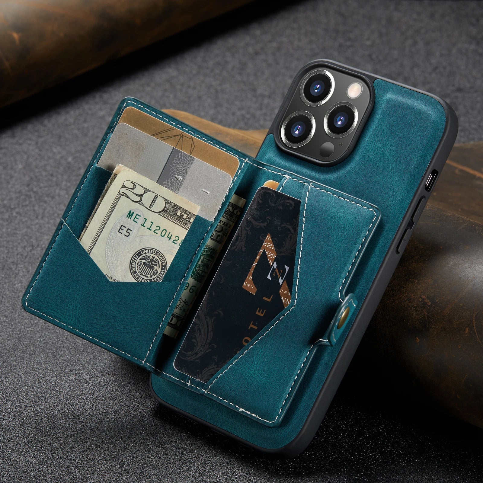 2 In 1 Abnehmbares Magnetisches Leder Wallet Case Schlankes Cover Kartenhalter Tasche