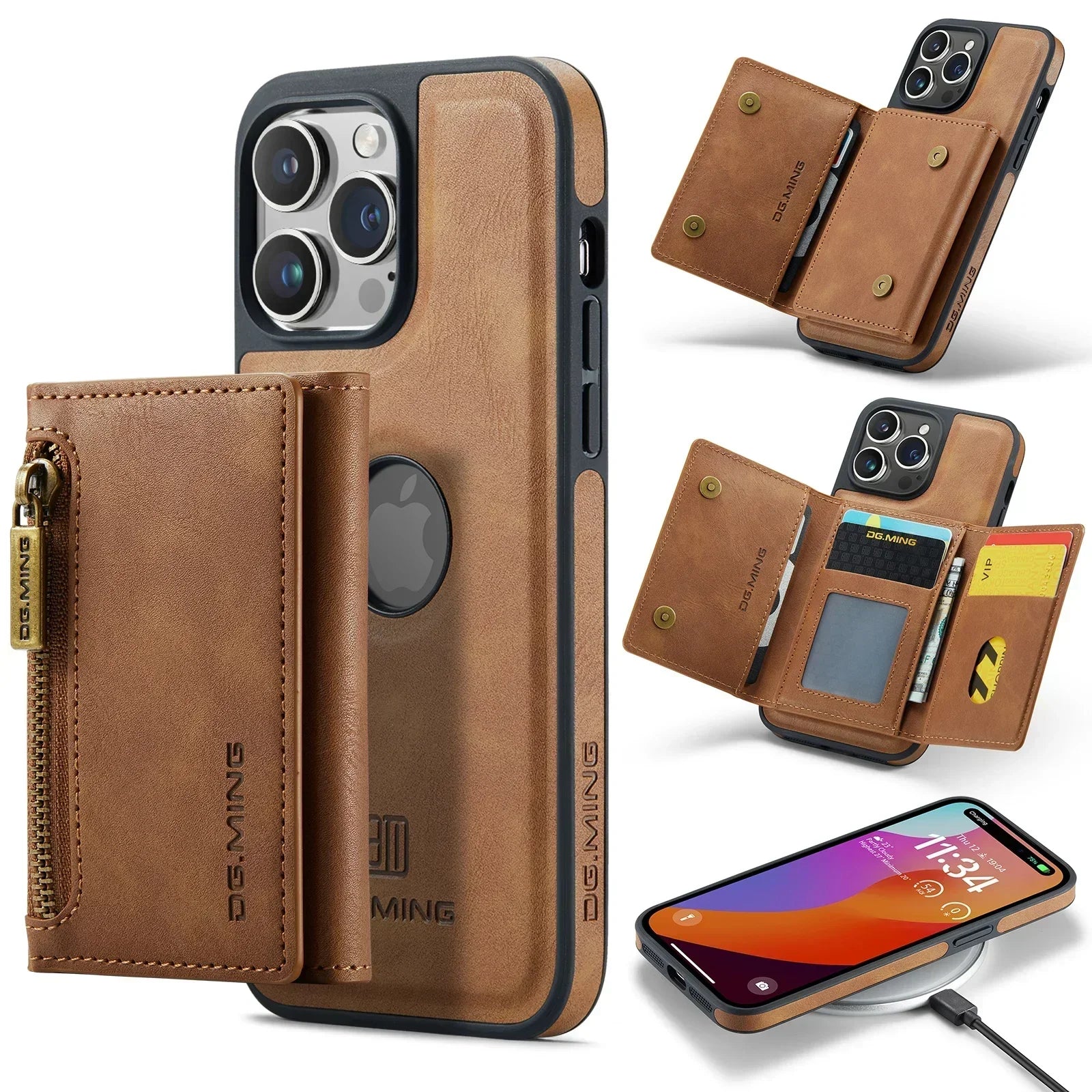 2 in 1 Magnetische Leder RFID Geldbörse Karten Handy Hülle für iPhone