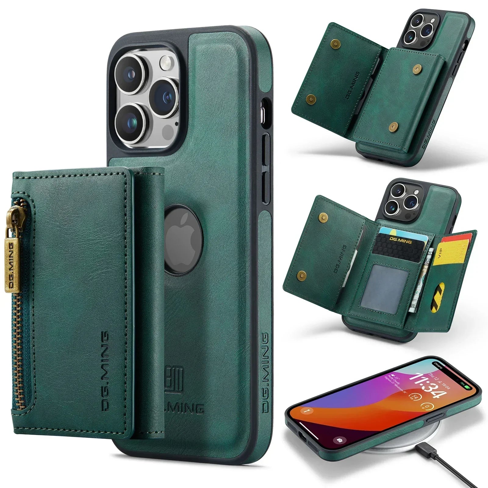 2 in 1 Magnetische Leder RFID Geldbörse Karten Handy Hülle für iPhone