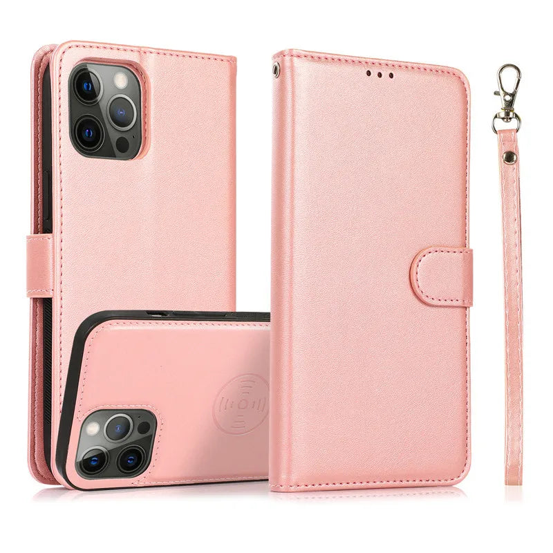2 in 1 Magnetic Flip Leder Geldbörse Hülle für iPhone Kartenfach Abnehmbare Abdeckung