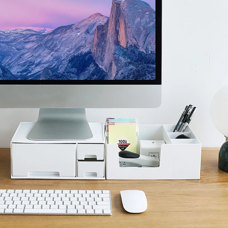 Multi-Function Monitor Stand For Desk Keyboard Storage Holder Monitor Stand With Drawer Riser