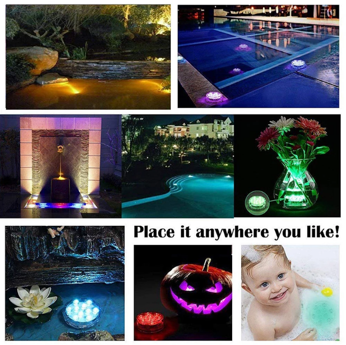 LED Submersible Lights Remote Controlled RGB Battery Operated LED Submersible Pool Lights Night Lamp