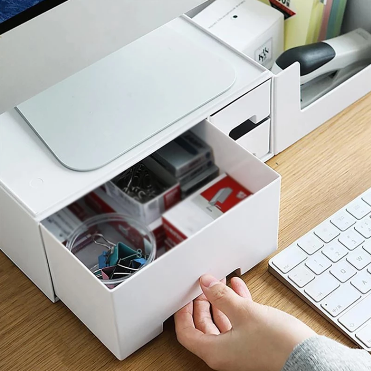 Multi-Function Monitor Stand For Desk Keyboard Storage Holder Monitor Stand With Drawer Riser