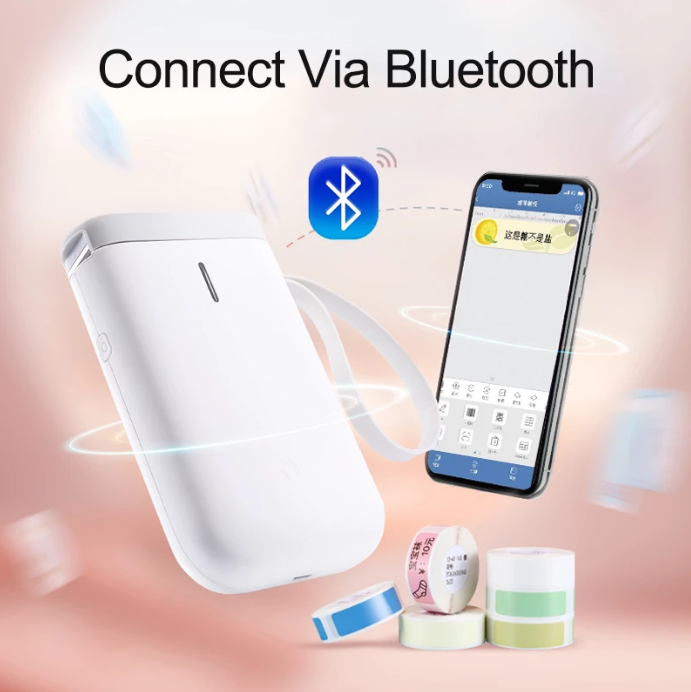 Label Printer Portable Pocket Bluetooth Thermal Label Maker Tape Fast Printing Home Use Office