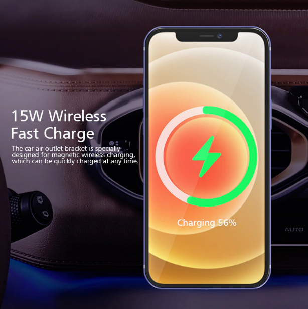 Magnetic Car Mount Wireless Charger 15W Adsorbable Fast Charging Holder For Cellphones