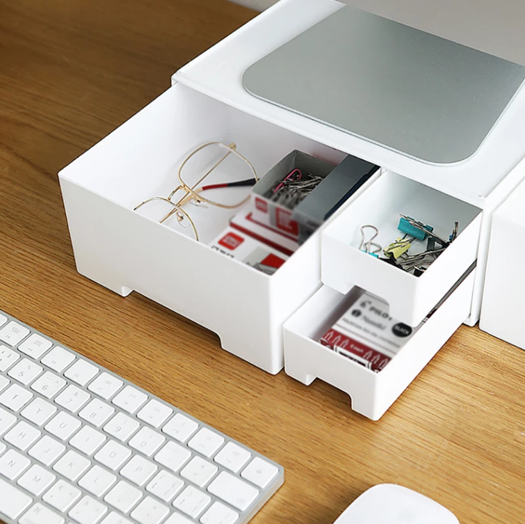 Multi-Function Monitor Stand For Desk Keyboard Storage Holder Monitor Stand With Drawer Riser