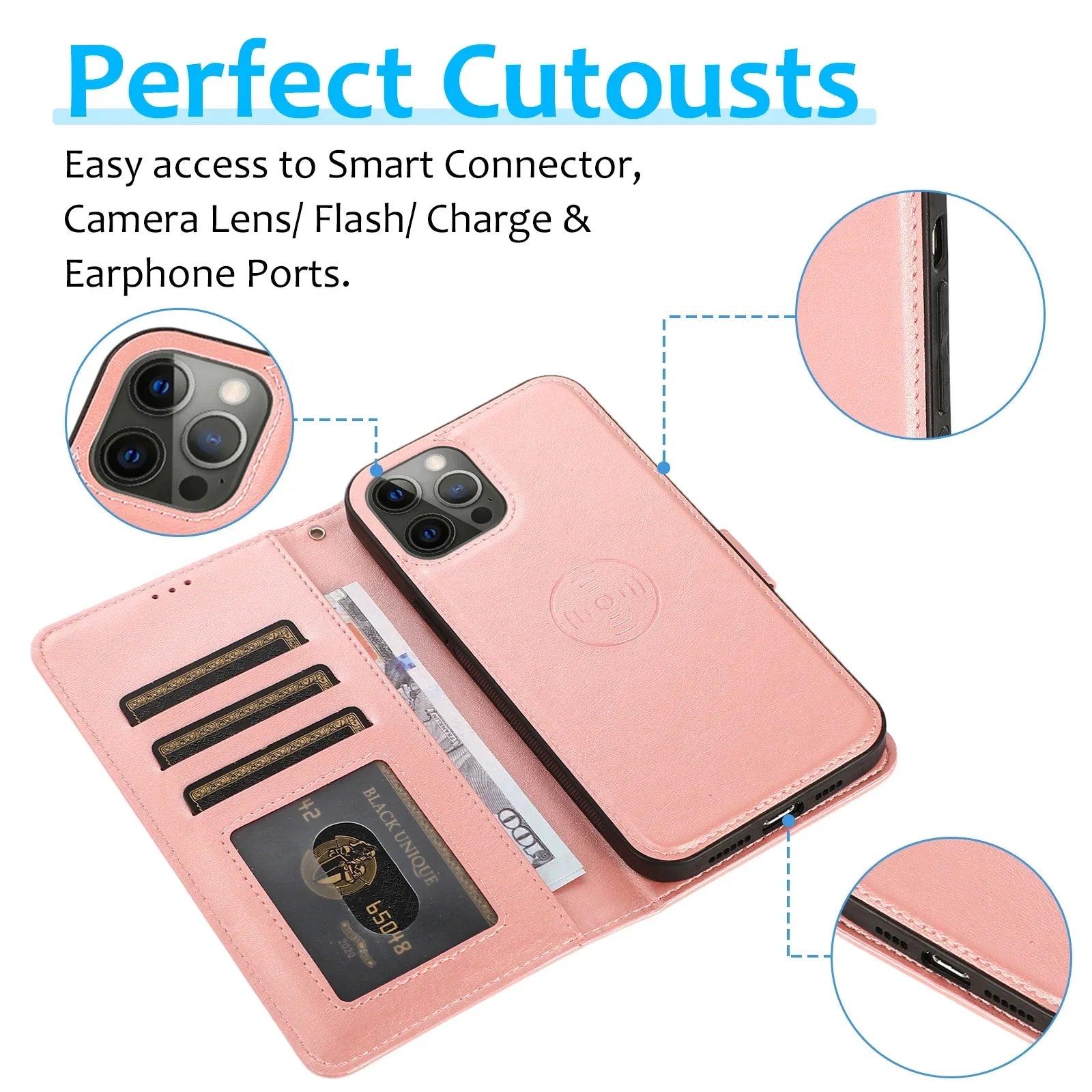 2 in 1 Magnetic Flip Leder Geldbörse Hülle für iPhone Kartenfach Abnehmbare Abdeckung