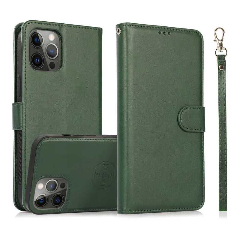2 in 1 Magnetic Flip Leder Geldbörse Hülle für iPhone Kartenfach Abnehmbare Abdeckung