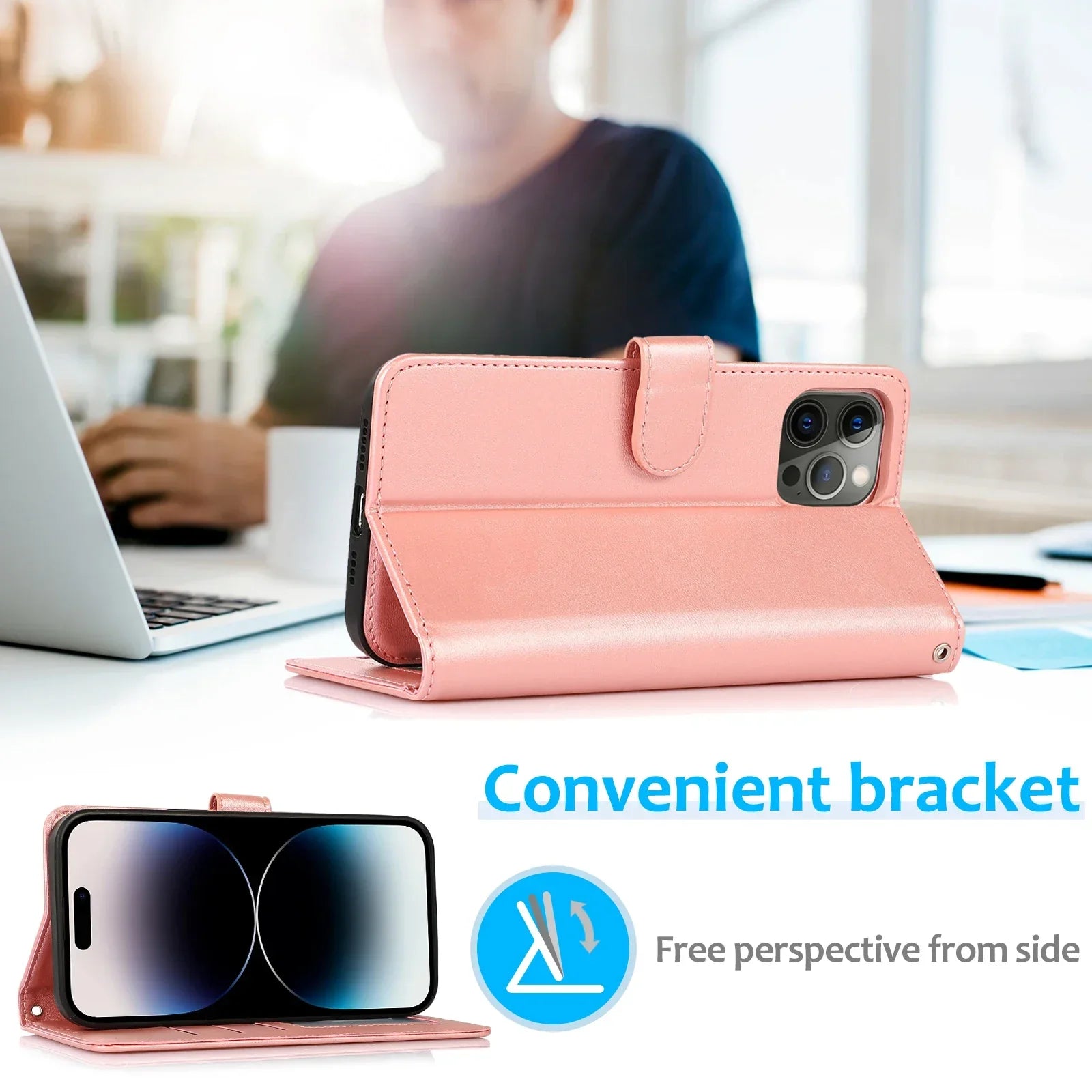 2 in 1 Magnetic Flip Leder Geldbörse Hülle für iPhone Kartenfach Abnehmbare Abdeckung