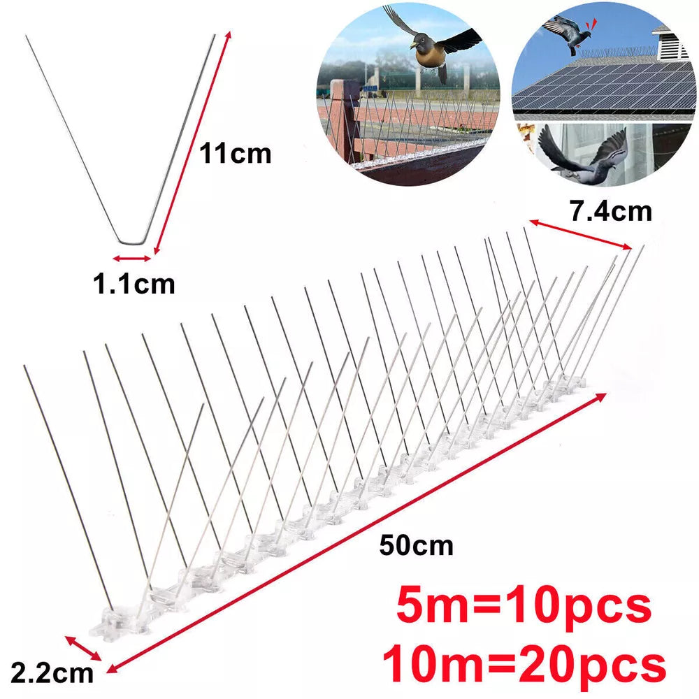 Stainless Steel Squirrel Spikes | Humane, Weather-Resistant Deterrent for Birds and Squirrels, Easy Installation