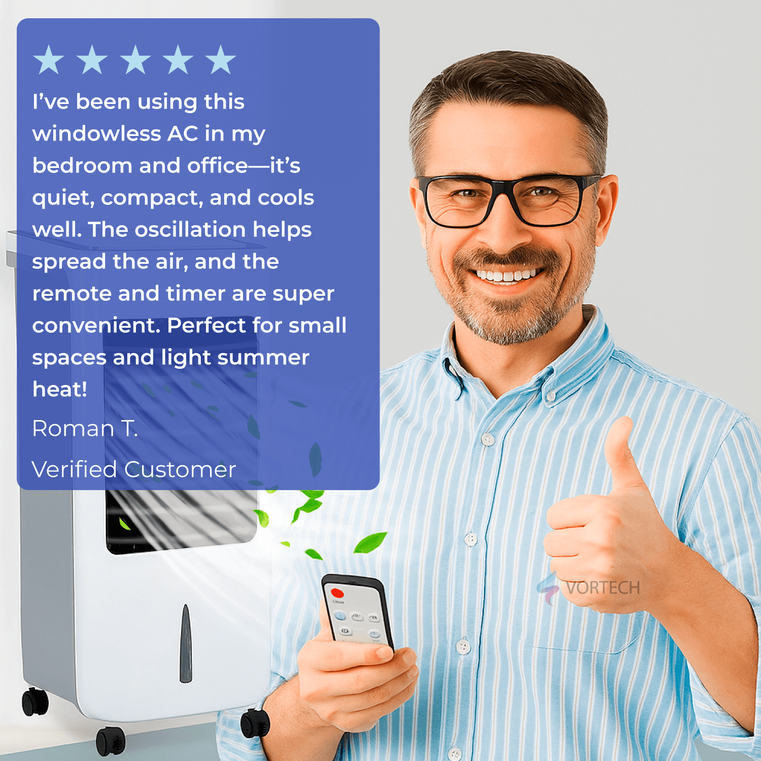 Portable Windowless Air Conditioner with Remote Control - Energy Efficient Cooling for Home, Office, and Small Spaces