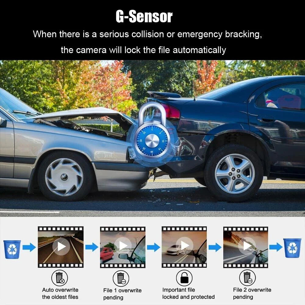 1080P Dual Lens Auto DVR Dash Cam Video Recorder G-Sensor Front- und Innenkamera