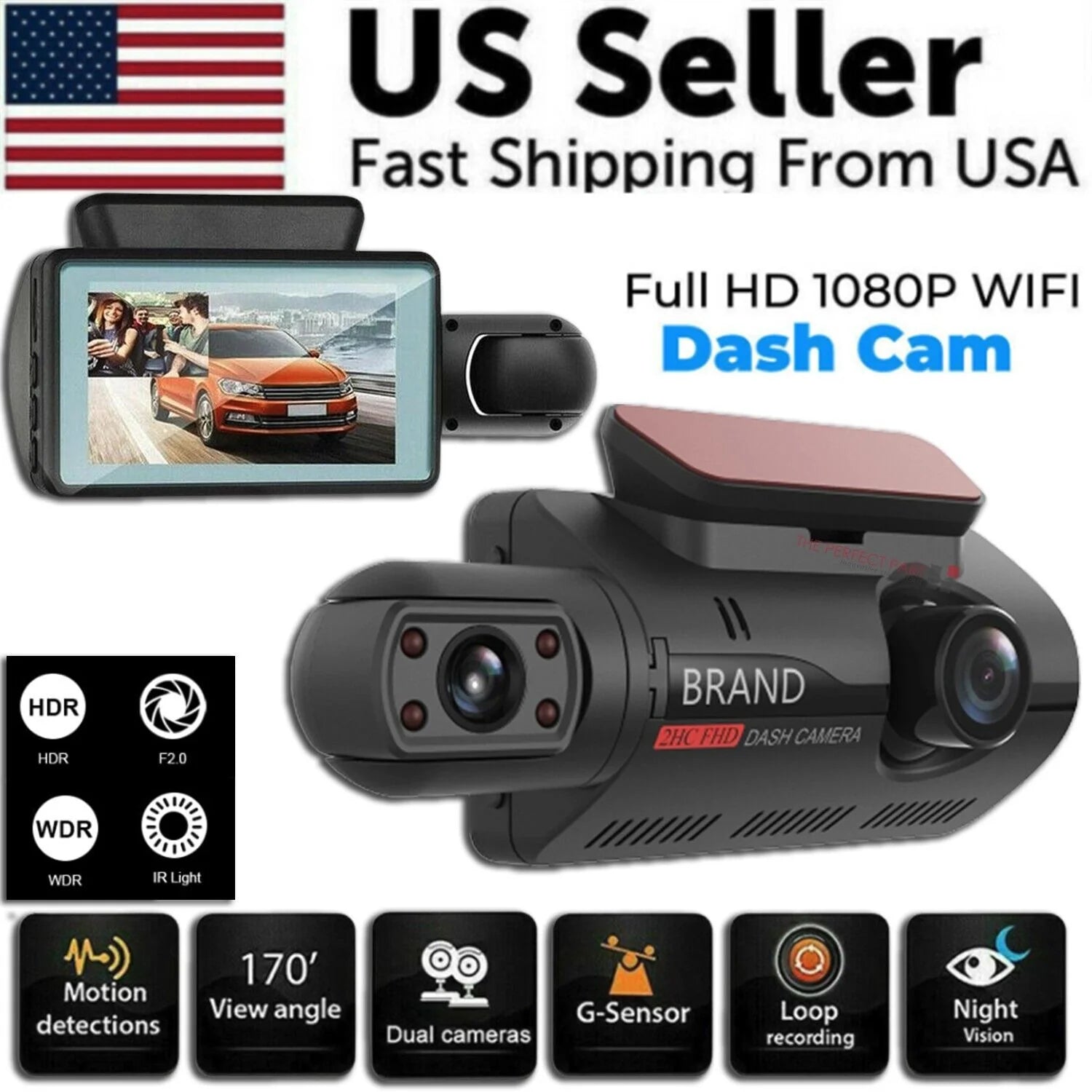 1080P Dual Lens Auto DVR Dash Cam Video Recorder G-Sensor Front- und Innenkamera
