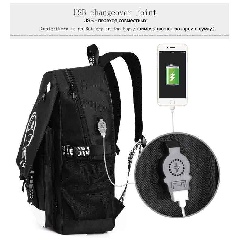 Boys School Charging Backpack Student Luminous Animation Usb Charge Changeover Joint
