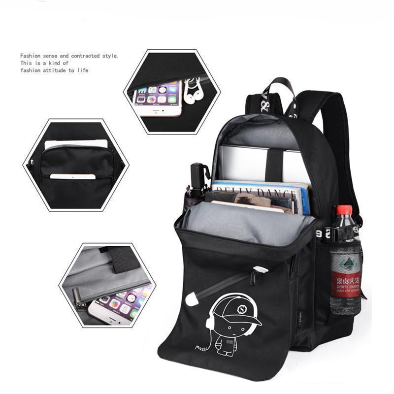 Boys School Charging Backpack Student Luminous Animation Usb Charge Changeover Joint