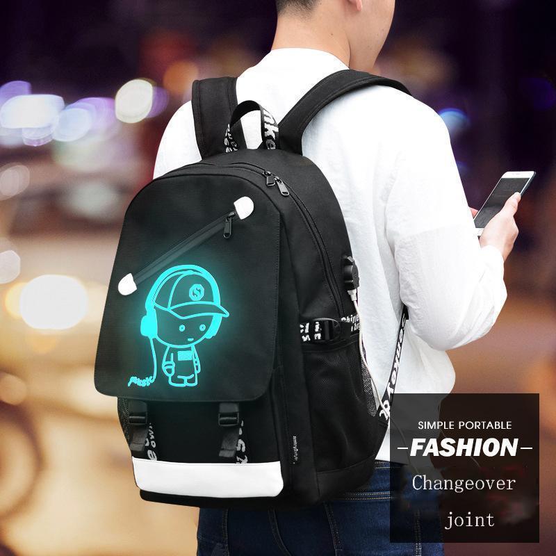 Boys School Charging Backpack Student Luminous Animation Usb Charge Changeover Joint