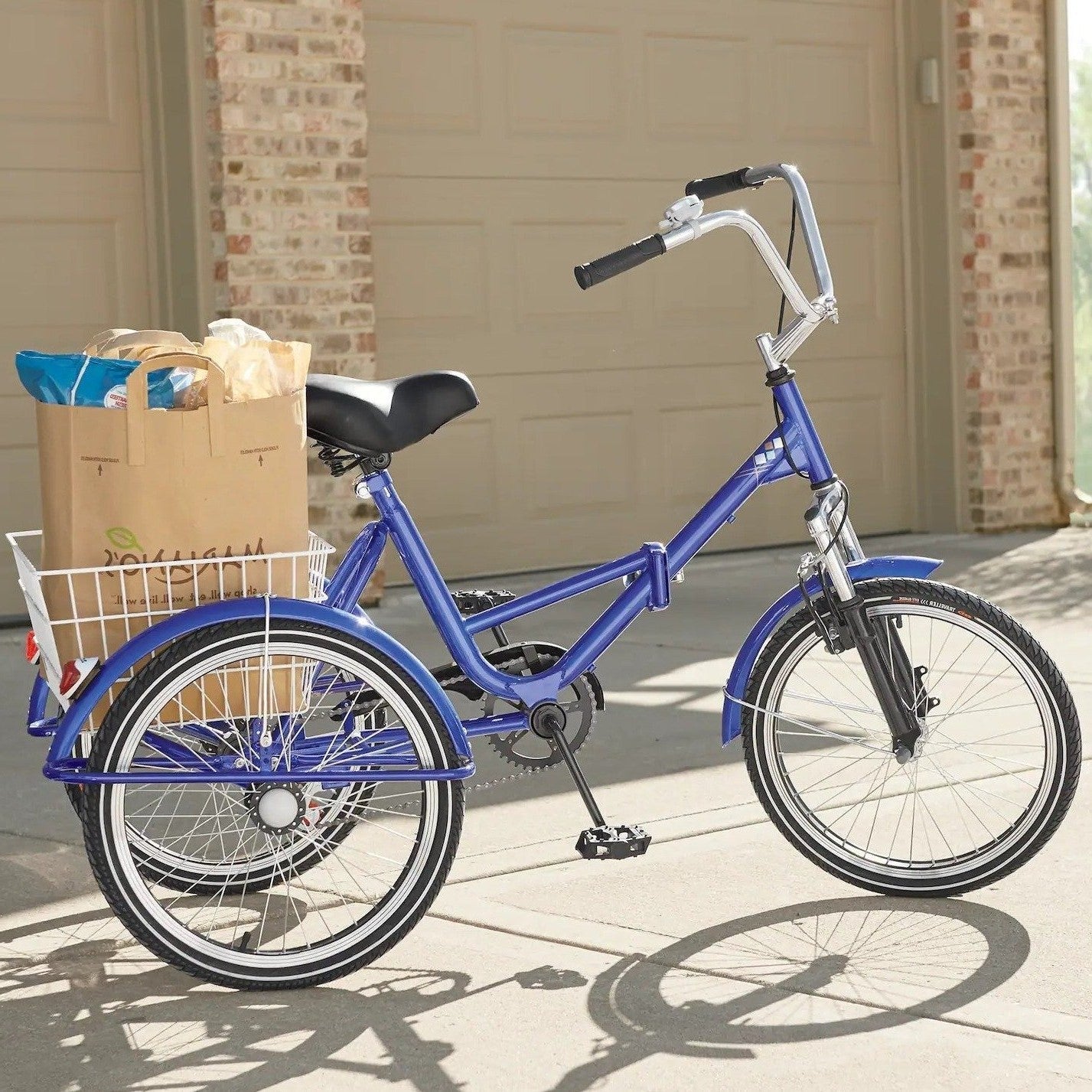 Folding Adult Three Wheel Tricycle | Durable, Ergonomic Design with Basket for Comfortable Outdoor Riding