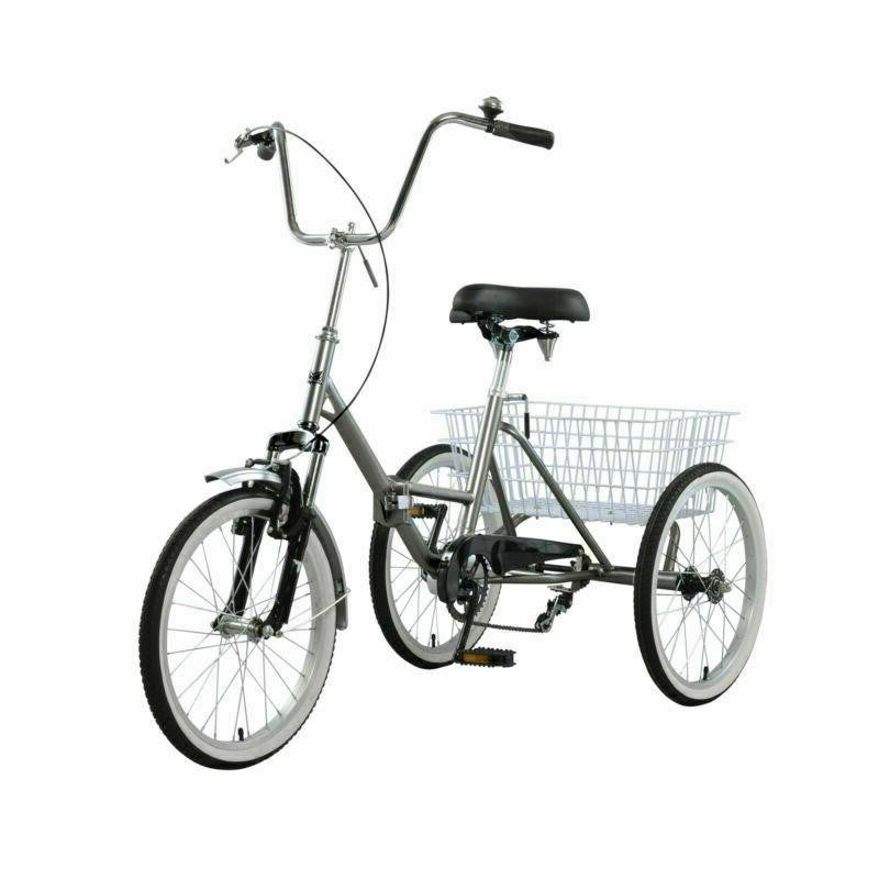 Folding Adult Three Wheel Tricycle | Durable, Ergonomic Design with Basket for Comfortable Outdoor Riding