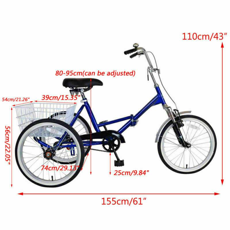 Folding Adult Three Wheel Tricycle | Durable, Ergonomic Design with Basket for Comfortable Outdoor Riding
