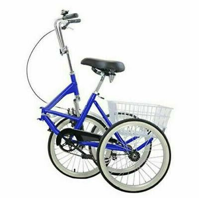 Folding Adult Three Wheel Tricycle | Durable, Ergonomic Design with Basket for Comfortable Outdoor Riding