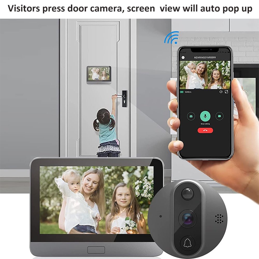 1080P WiFi Digital Door Viewer Peephole Camera with 4.3 Inch LCD Monitor & Motion Detection for Home Security
