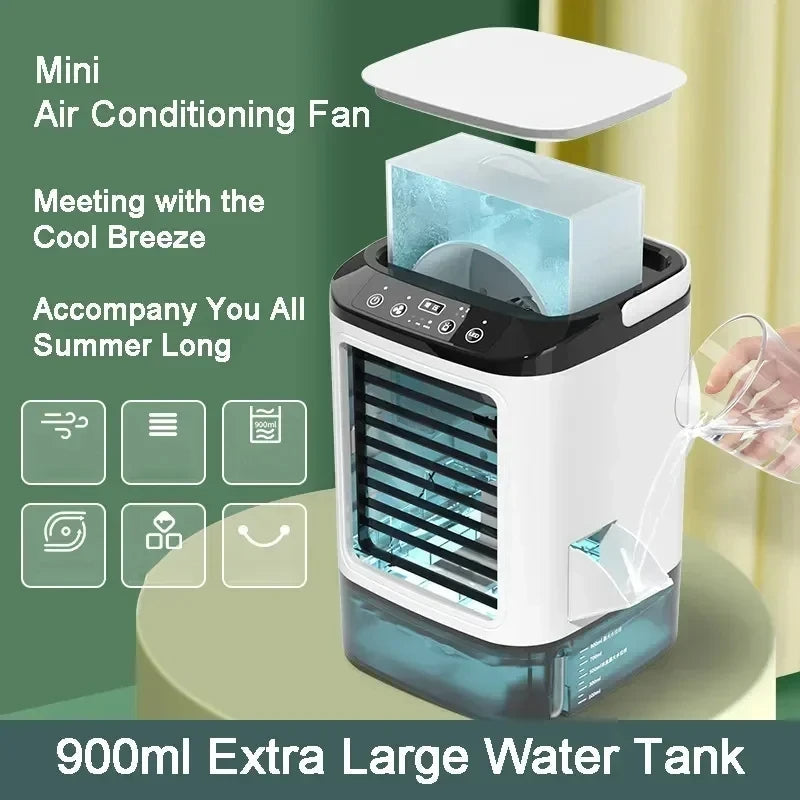3-Speed Portable Air Conditioner | Ultrasonic Cooling, Quiet Operation & Ideal for Home, Office & Small Spaces