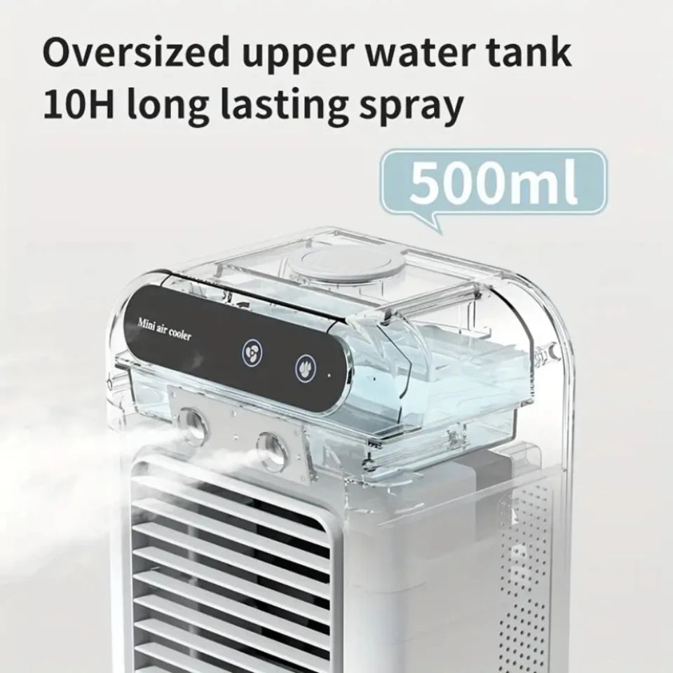 Rechargeable Portable Mini Air Conditioner | USB-Powered, Mist Spray & Quiet Operation for Desk, Dorm Room & Travel