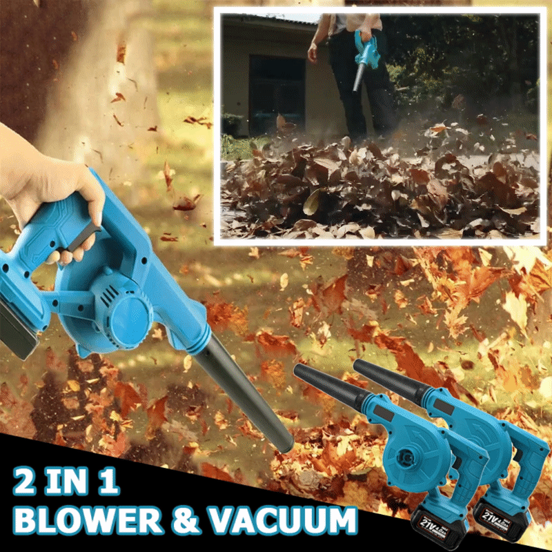 21V Elektrischer kabelloser 2-in-1 kompakter Kehrer für Rasenpflege, Schneeblasen, Staubreinigung