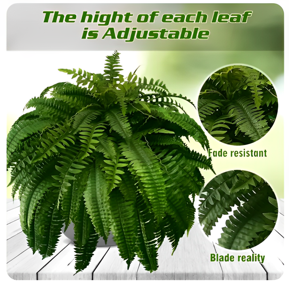 UV Resistant Lifelike Artificial Boston Fern | Realistic, Easy Maintenance & Ideal for Indoor/Outdoor Decoration