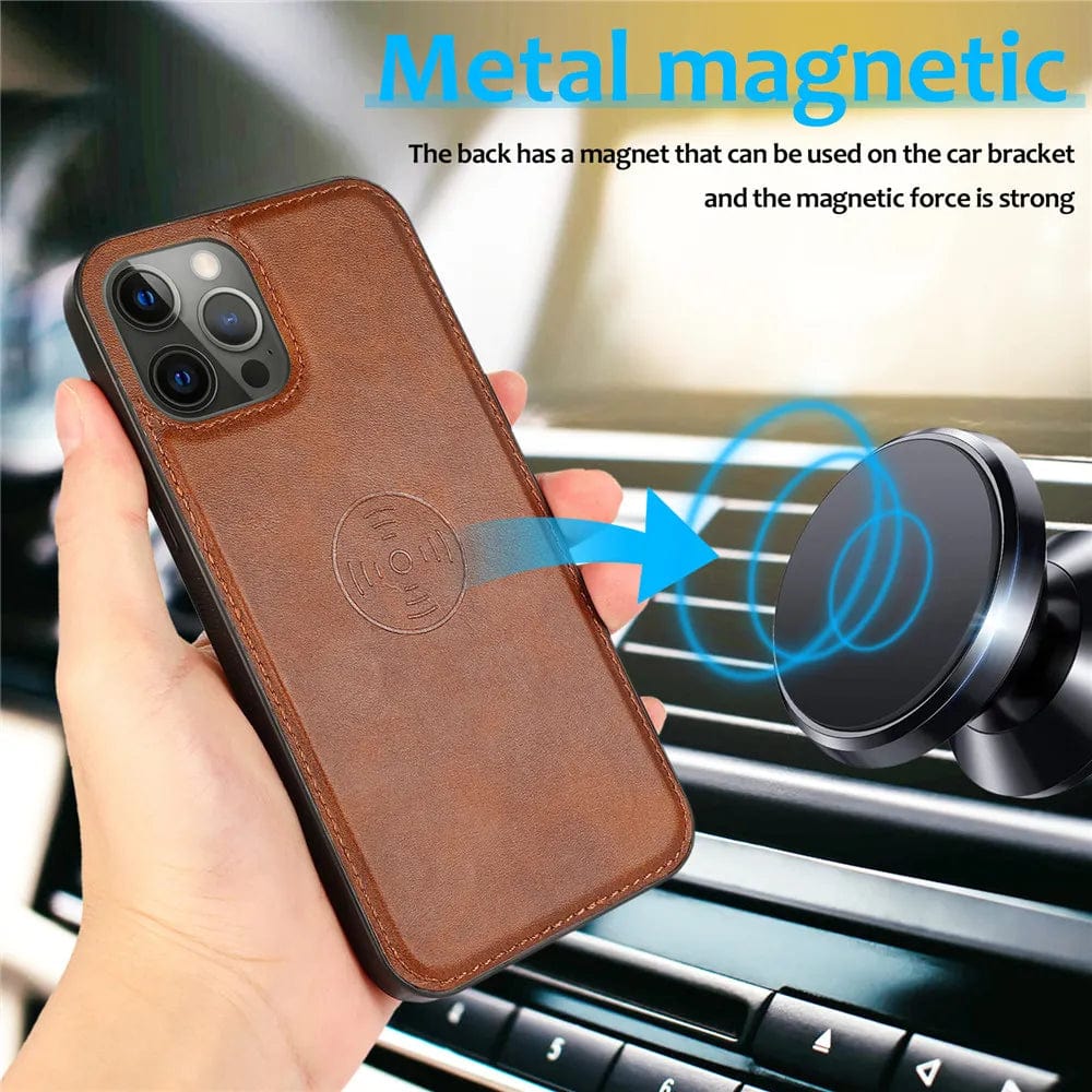 2-in-1-iPhone-Brieftaschenhülle | Abnehmbarer magnetischer Kartenhalter aus Leder