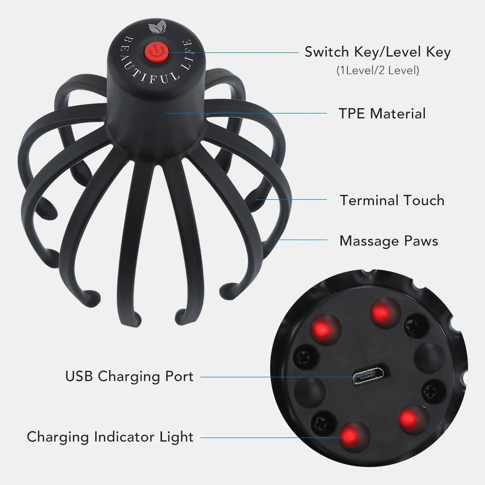 Electric Octopus Head Massager - Relaxing Scalp & Stress Relief Device