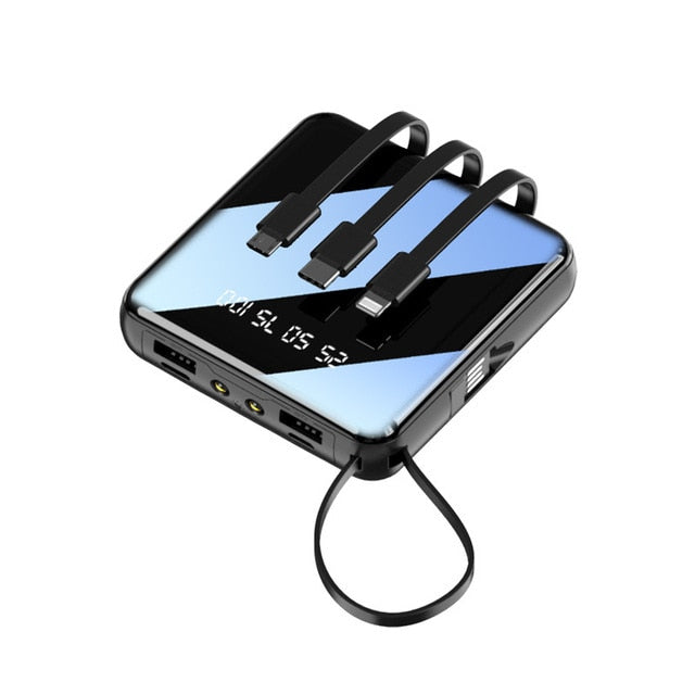 20000mAh Powerbank Externe Batterie Ladegerät Mini Powerbank Eingebautes Kabel Für iPhone Samsung Huawei Xiaomi Poverbank