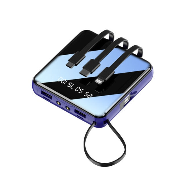 20000mAh Powerbank Externe Batterie Ladegerät Mini Powerbank Eingebautes Kabel Für iPhone Samsung Huawei Xiaomi Poverbank