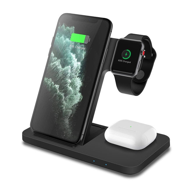 15W Qi Wireless Charger Stand für iPhone-Serie Fast Charging Dock Station für Apple Watch 7 6 SE AirPods Pro