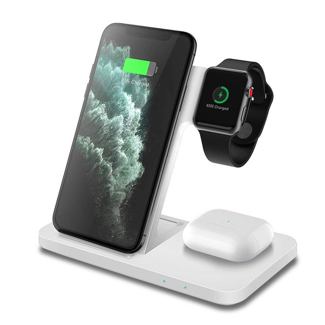 15W Qi Wireless Charger Stand für iPhone-Serie Fast Charging Dock Station für Apple Watch 7 6 SE AirPods Pro