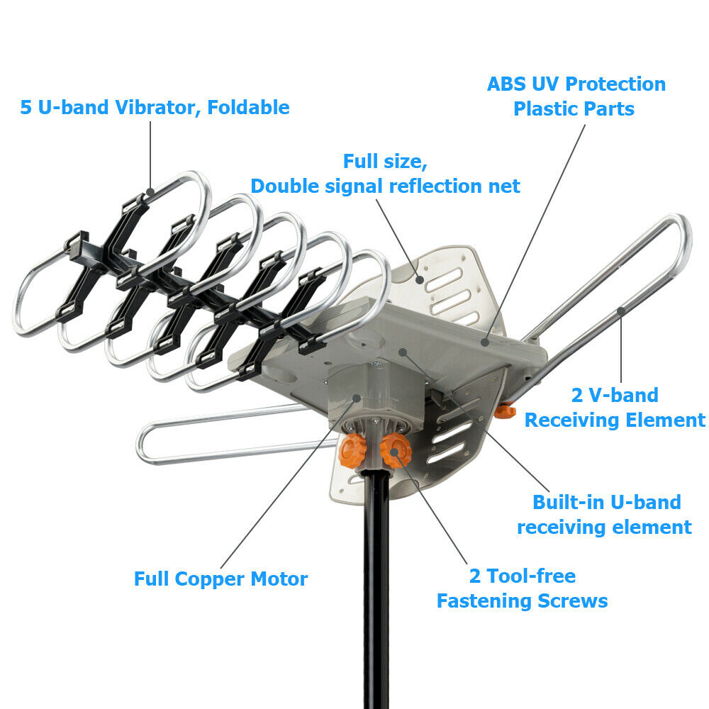 990 Mile Outdoor HD TV Antenna | Dual-Band, 360° Reception & Easy Installation for Home Entertainment