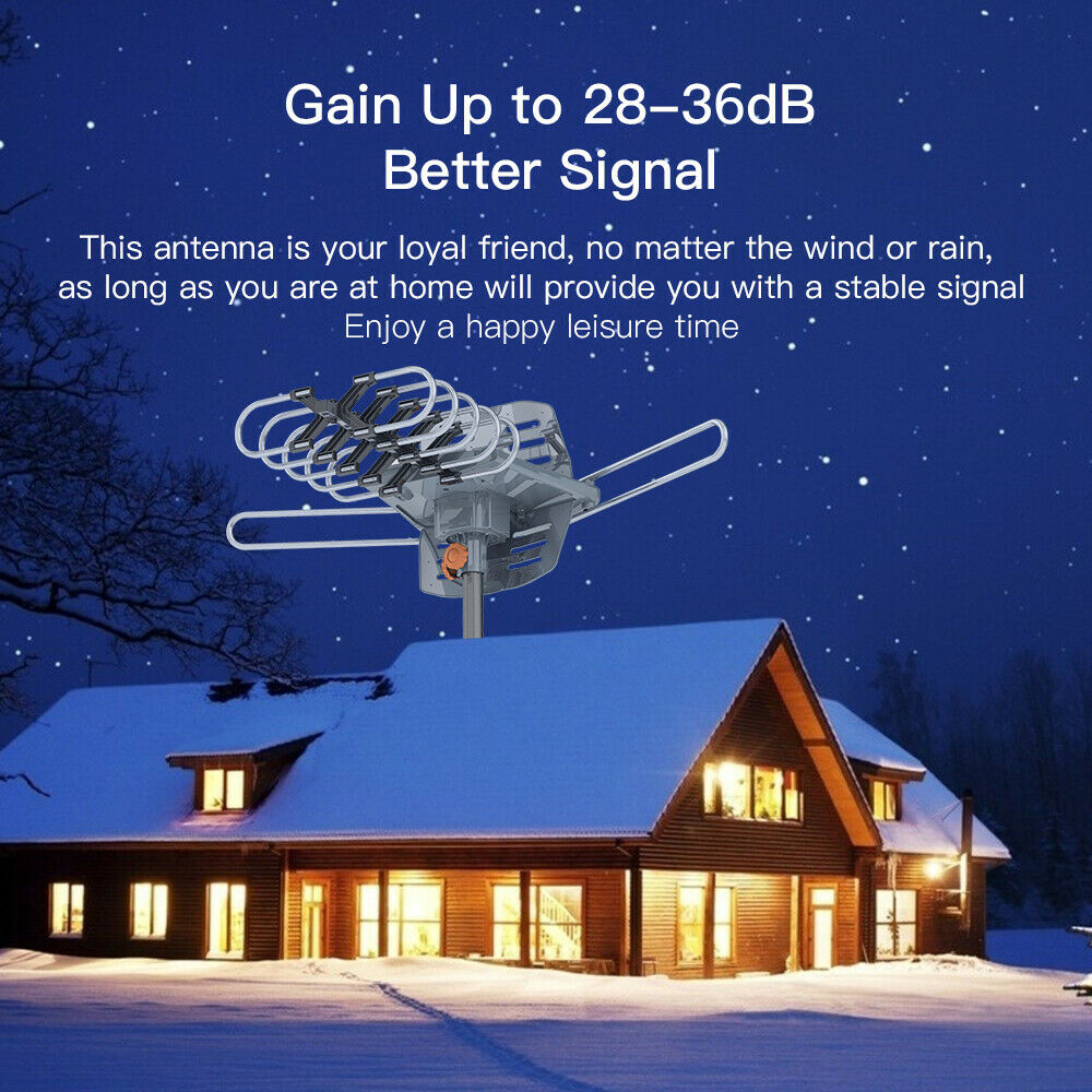 990 Mile Outdoor HD TV Antenna | Dual-Band, 360° Reception & Easy Installation for Home Entertainment