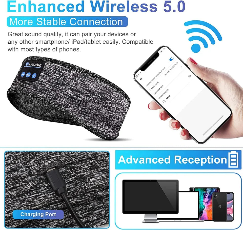 2-in-1 Wireless Schlafkopfhörer, Sportkopfbund, zum Schlafen, Training, Joggen, Schlaflosigkeit