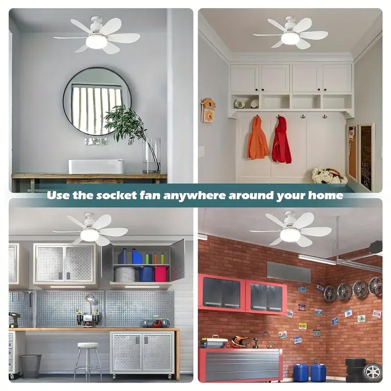 2-in-1 Tragbarer Deckenventilator & Licht mit Fernbedienung