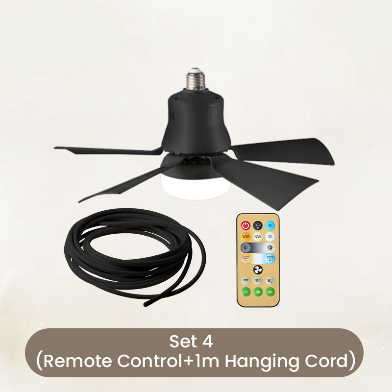 2-in-1 Tragbarer Deckenventilator & Licht mit Fernbedienung