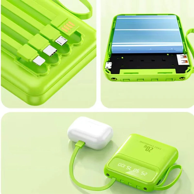 20000mAh tragbares Ladegerät mit 4 integrierten Kabeln