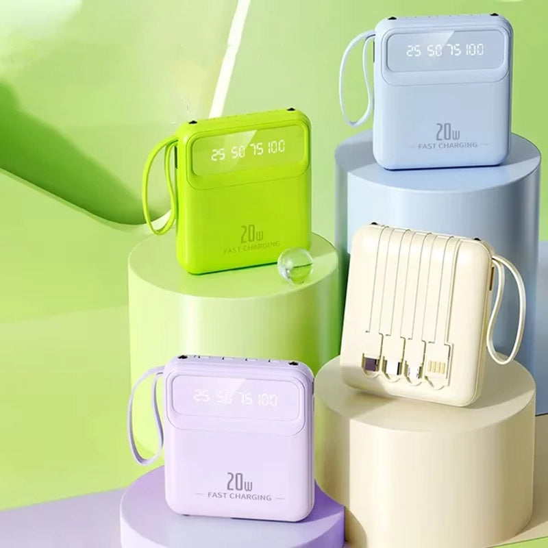 20000mAh tragbares Ladegerät mit 4 integrierten Kabeln