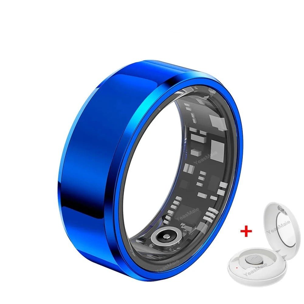 Titanium smart ring for men and women, designed to monitor blood pressure and track health metrics. Stylish and multifunctional.